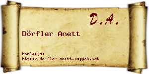 Dörfler Anett névjegykártya